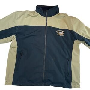 Crazy Apparel Great Smoky Mountains NC Windbreaker Jacket Navy Tan XXL